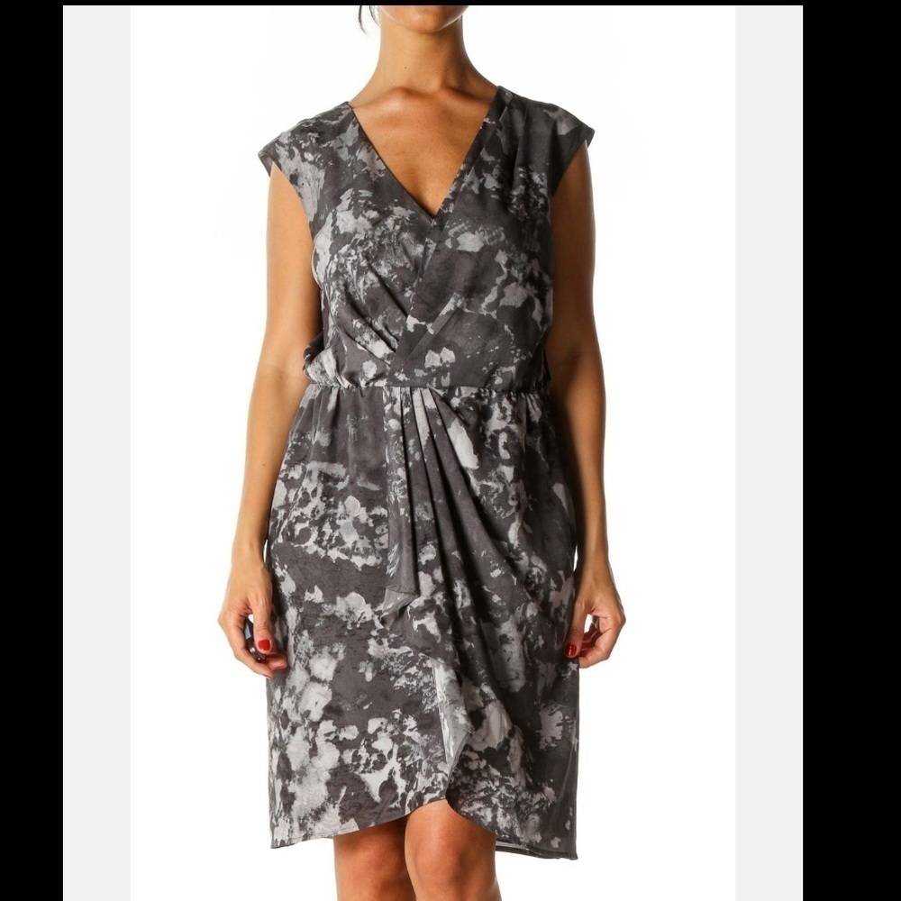 Loft Draped Front Gray Dress NWT Size 4